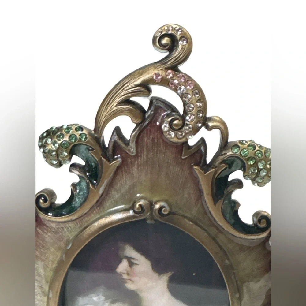 JAY STRONGWATER VICTORIANA YVONE FRAME.  HAND PAINTED ENAMEL& SWAROVSKI CRYSTALS